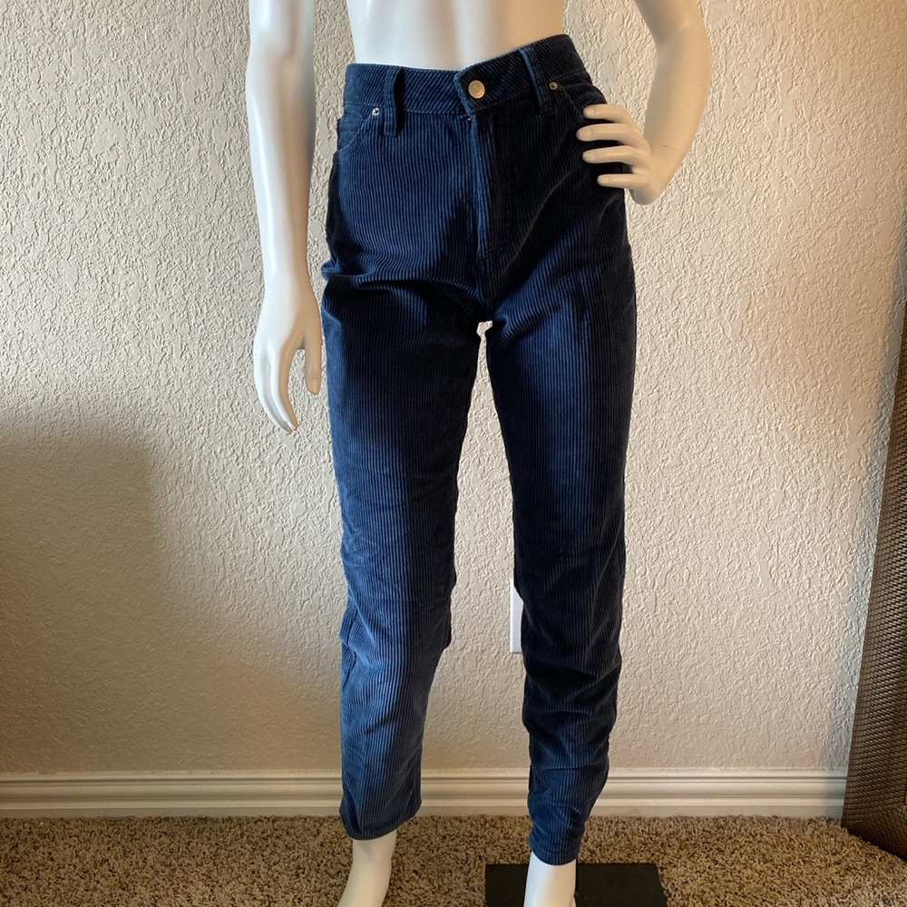 Navy blue corduroy high waist pants